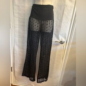 Bongo black swimwear cover up pants w/ thick elastic foldable waistband Sz-M. L2